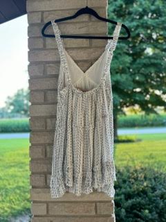 White Dotted Strip Mini Dress