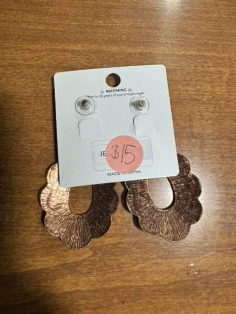 White Stone Copper Earrings