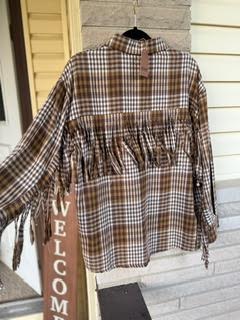 Brown Plaid Fringe Jacket