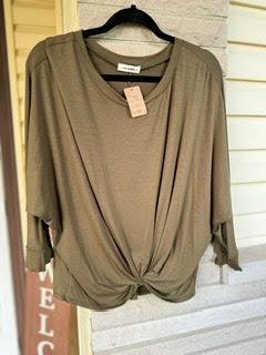 Olive Twist 3/4 Sleeve Blouse