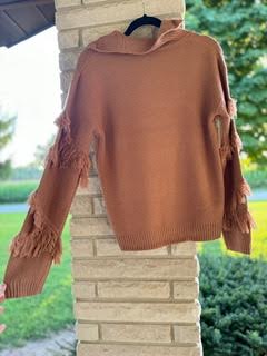 Fringe Sleeved Sweater 1/4 Zip