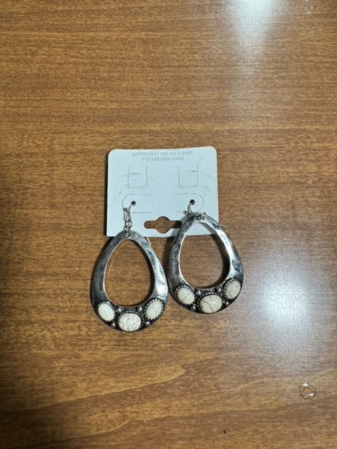 Triple White Stone Dangles