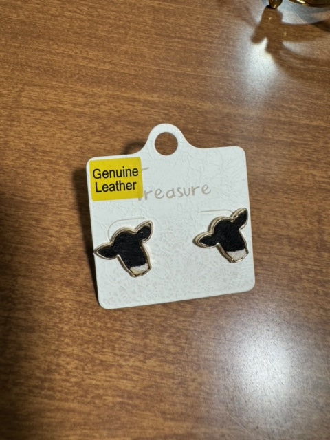 SteerHead Earring Studs Real Cowhide