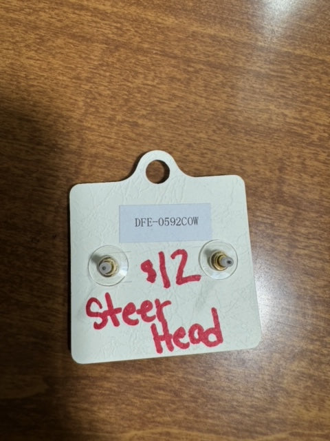 SteerHead Earring Studs Real Cowhide